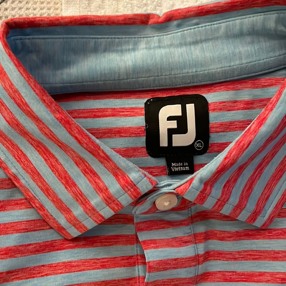 Footjoy golf polo - red with light blue stripes - excellent condition